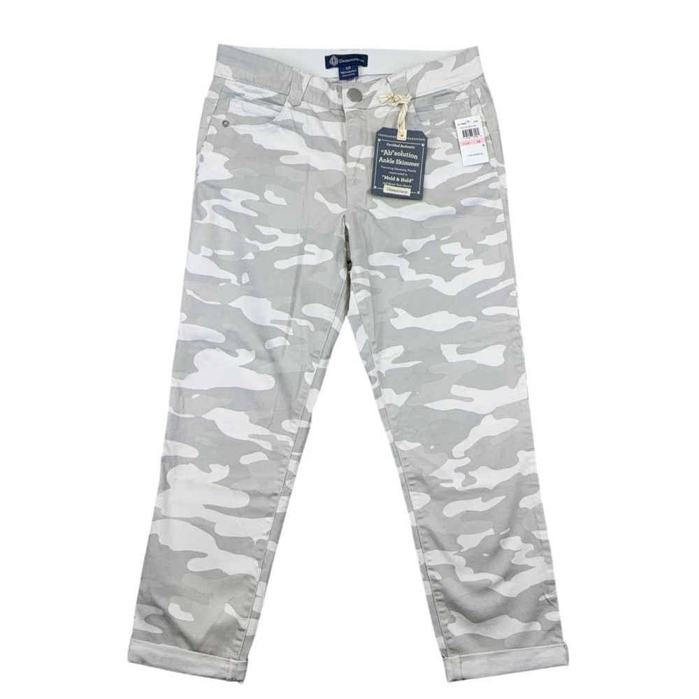 Democracy Womens 10 Gray Camo Ab-solution Ankle Skimmer Twill Pants B1176Q8X2